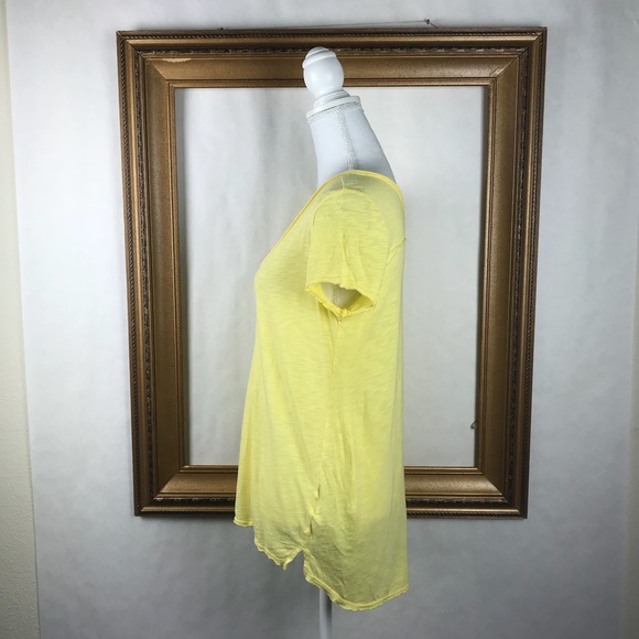 T. La ANTHROPOLOGIE yellow high low tissue tee XS - Picture 3 of 7